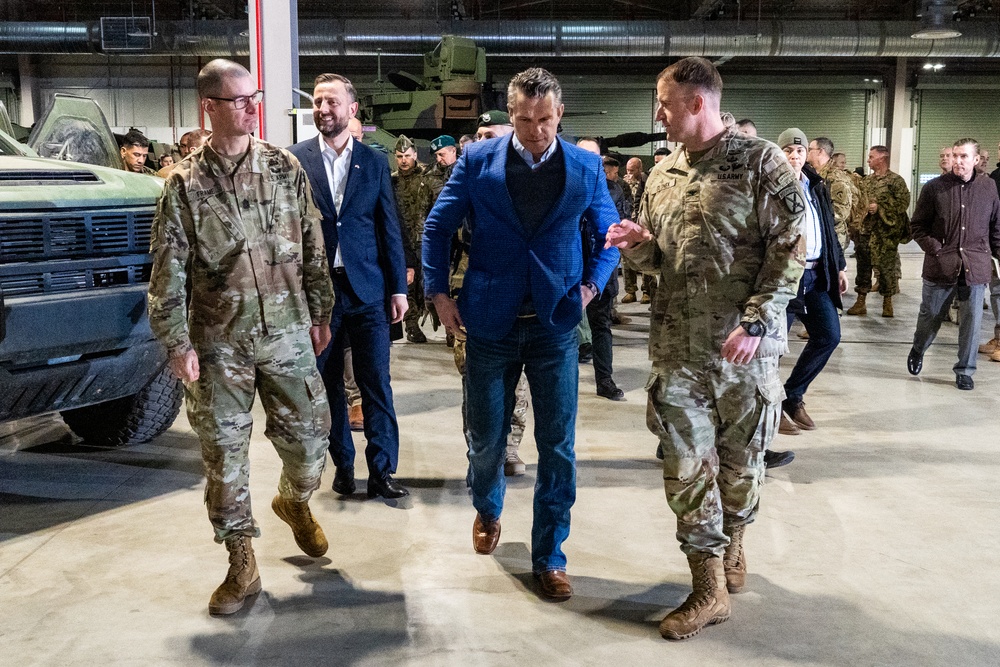 US Defense Secretary Hegseth Inspects Military Equipment in Poland