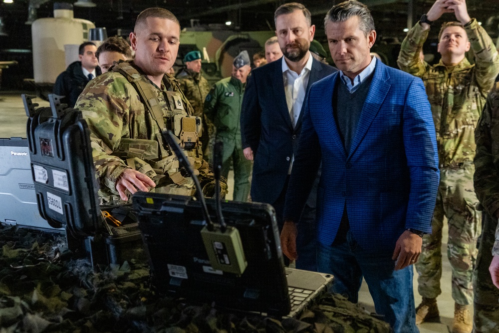 US Defense Secretary Hegseth Inspects Military Equipment in Poland