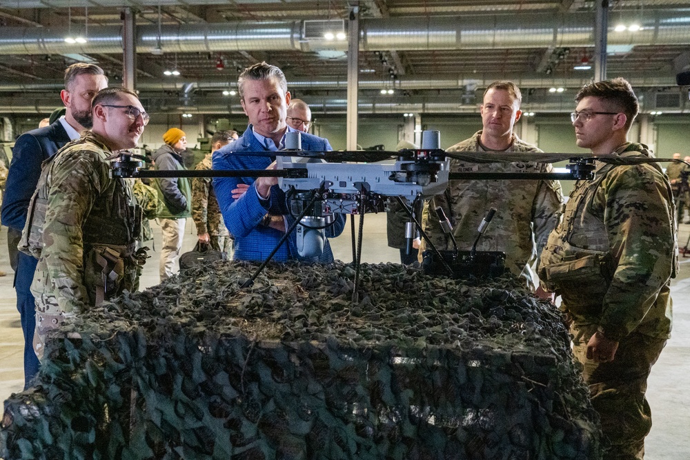 US Defense Secretary Hegseth Inspects Military Equipment in Poland