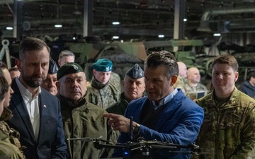 US Defense Secretary Hegseth Inspects Military Equipment in Poland