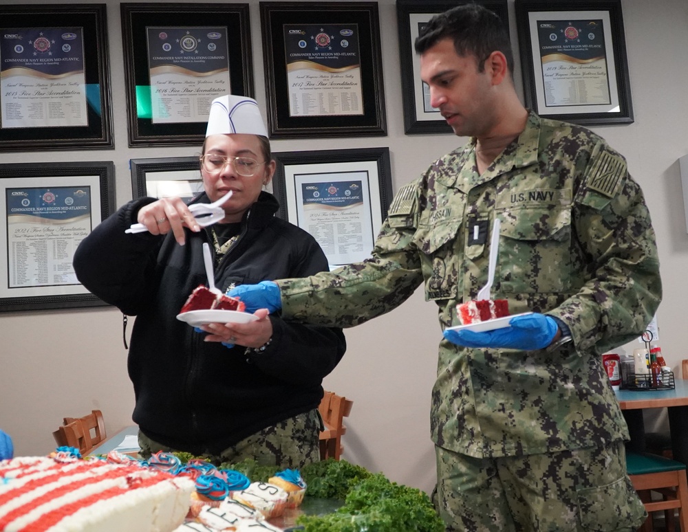 President's Day special meal at NWS Yorktown's award-winning Scudder Hall Galley
