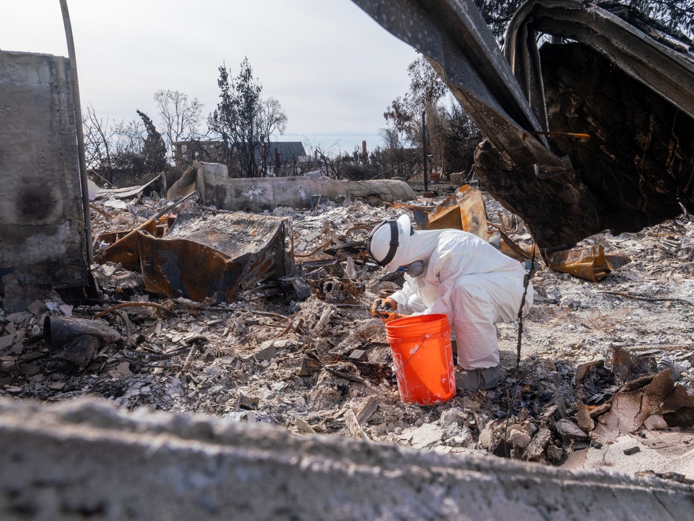 Soldiers clear wildfire hazardous waste from homes in Pacific Palisades