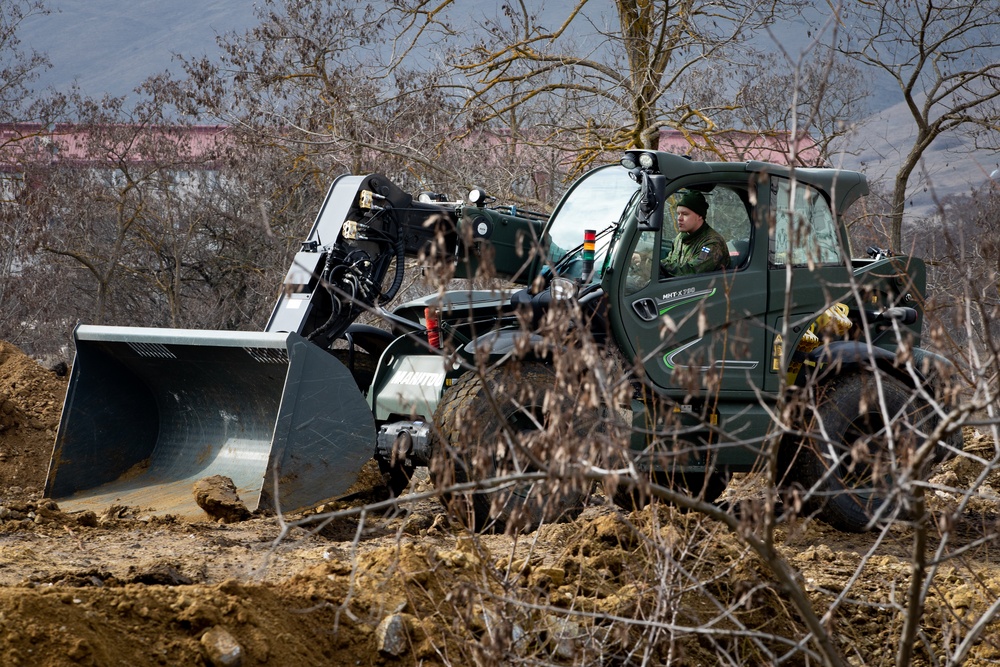 KFOR engineer soldiers begin improvements to Camp Vrelo's obstacle course and shooting range