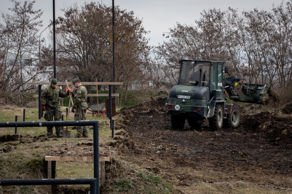 KFOR engineer soldiers begin improvements to Camp Vrelo's obstacle course and shooting range