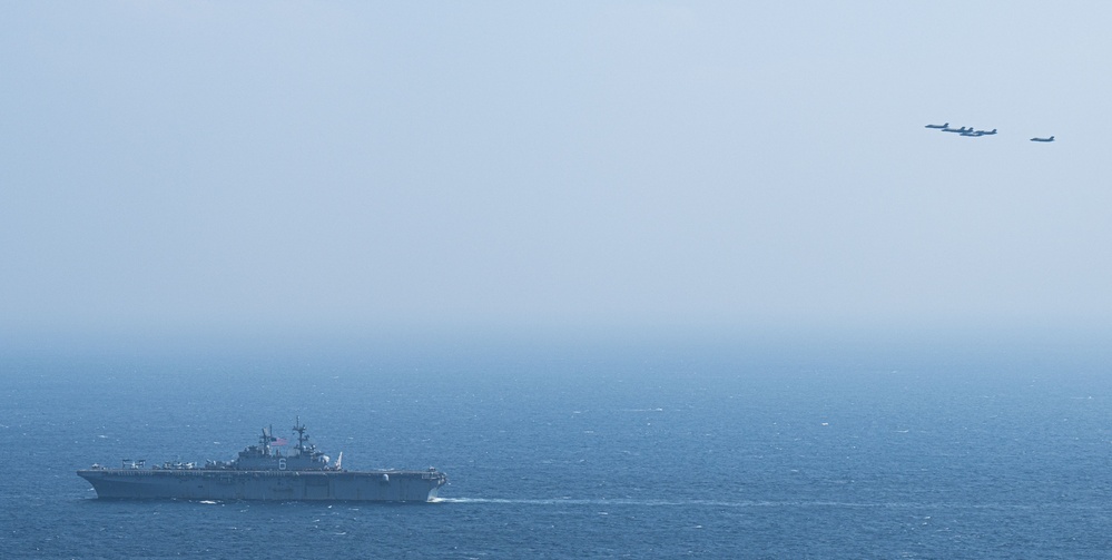 F-35B Flight Over USS America (LHA 6)