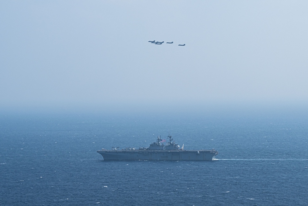 F-35B Flight Over USS America (LHA 6)