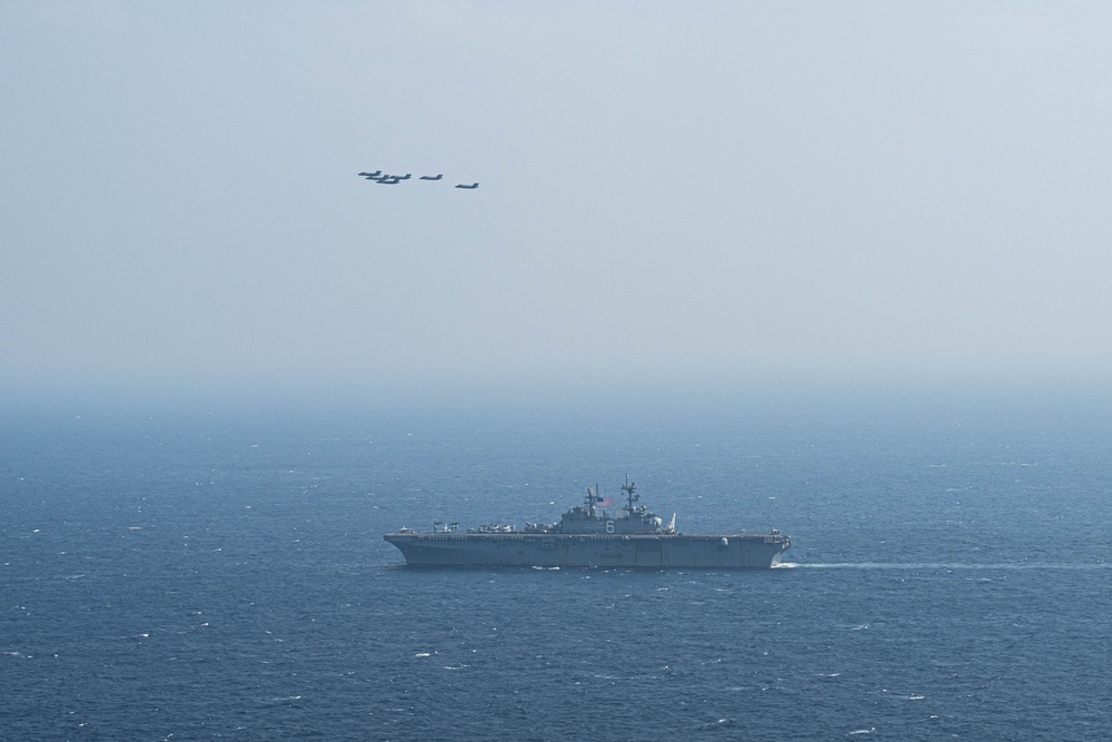 F-35B Flight Over USS America (LHA 6)