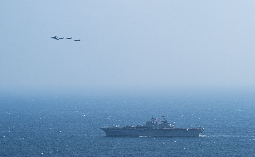 F-35B Flight Over USS America (LHA 6)