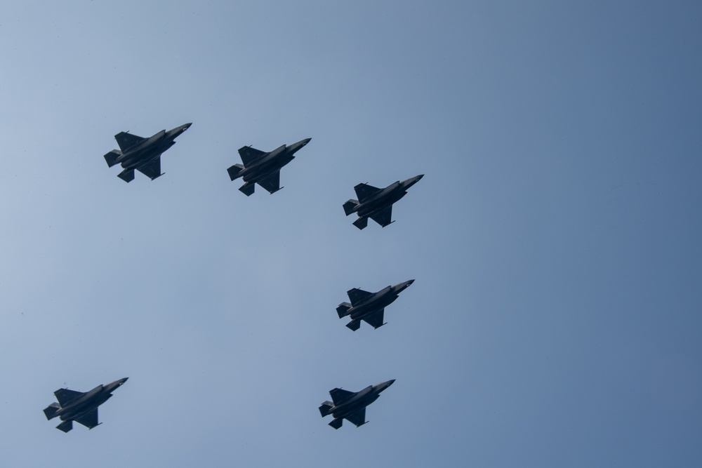 F-35B Flight Over USS America (LHA 6)