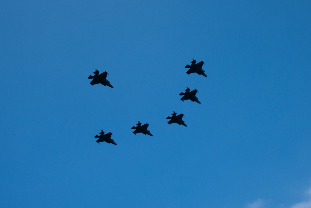 F-35B Flight Over USS America (LHA 6)