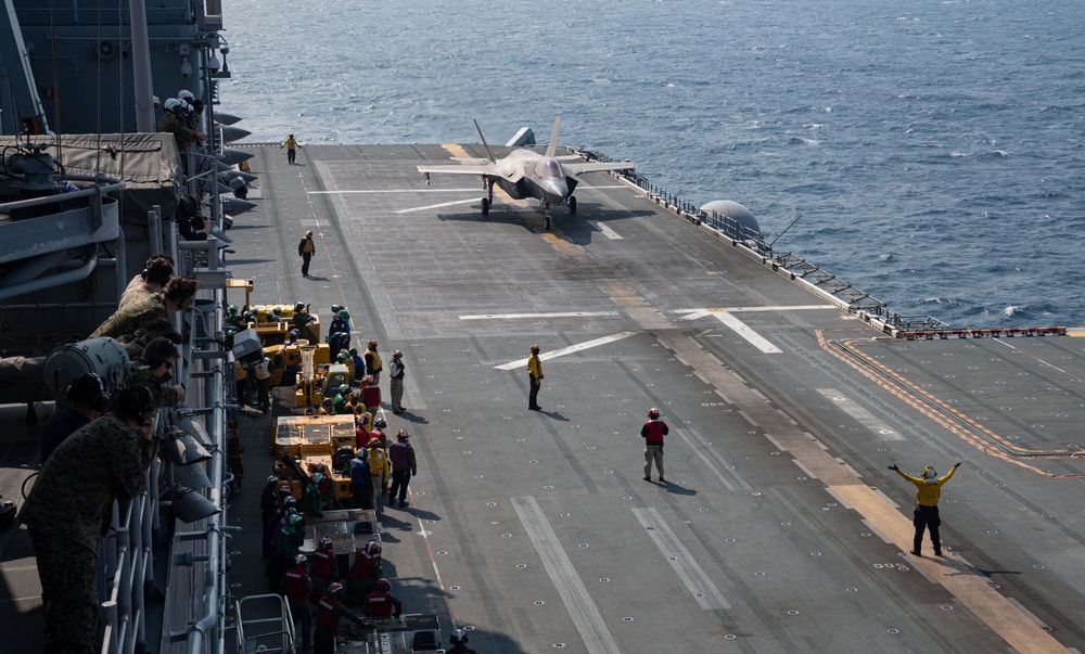 F-35B Flight Over USS America (LHA 6)