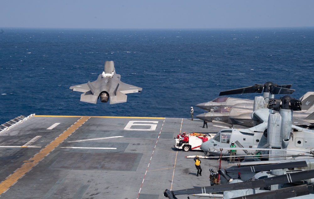 F-35B Flight Over USS America (LHA 6)