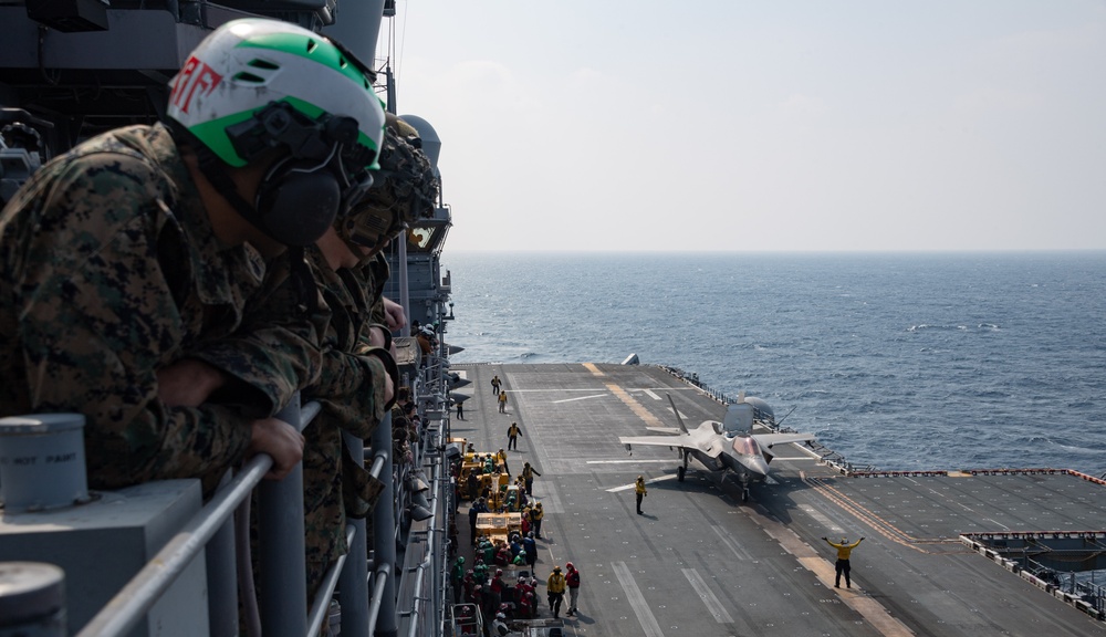 F-35B Flight Over USS America (LHA 6)