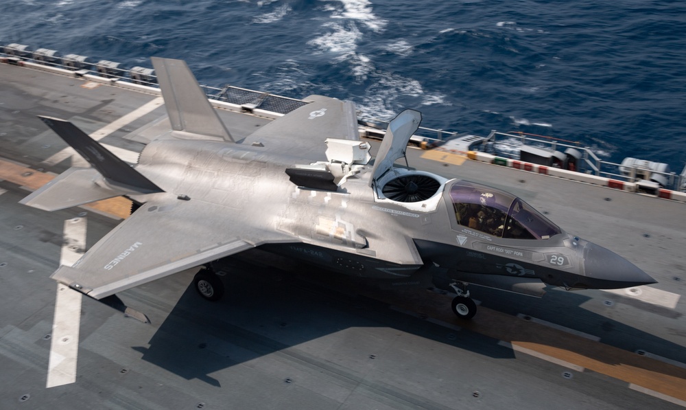 F-35B Flight Over USS America (LHA 6)