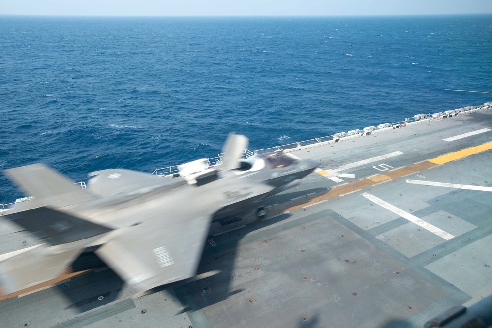 F-35B Flight Over USS America (LHA 6)