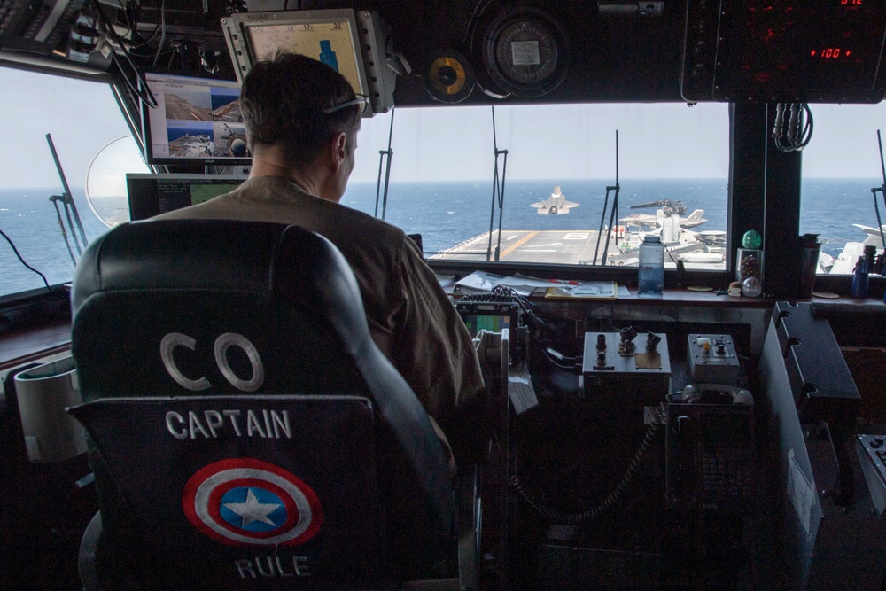 F-35B Flight Over USS America (LHA 6)