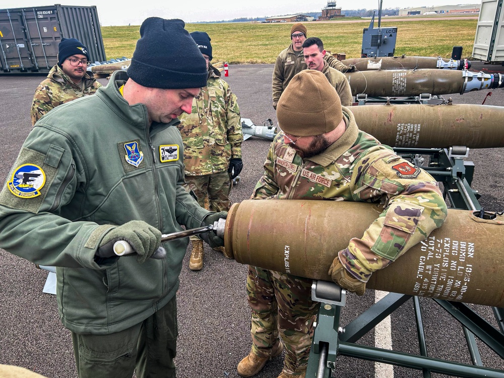 Airmen build GBU-54 for BTF 25-2 operations