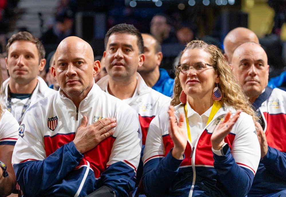 Team U.S. competitors celebrate during 2025 Invictus Games closing ceremony