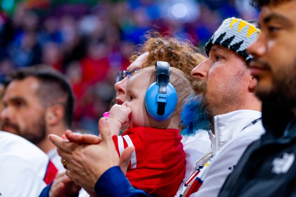 Team U.S. competitors celebrate during 2025 Invictus Games closing ceremony