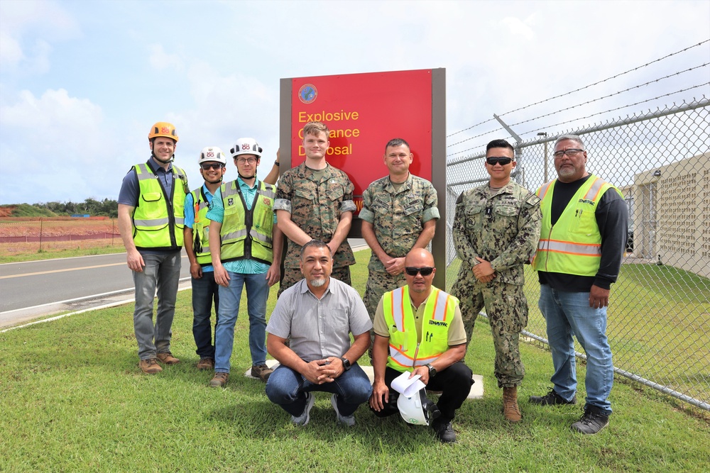 Contractors and Military Personnel Pose in Front of the New EOD Building on Camp Blaz