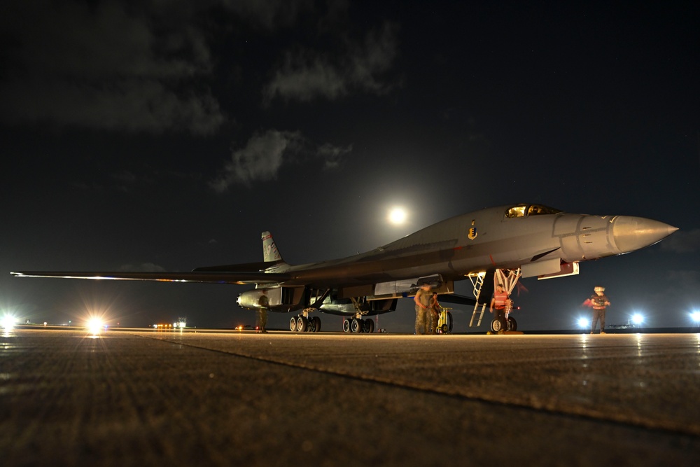 34th Expeditionary Bomb Squadron B-1B Lancer returns to Andersen AFB from Aero India 2025 air show