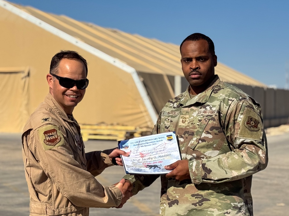 332nd AEW command team presents quarterly awards