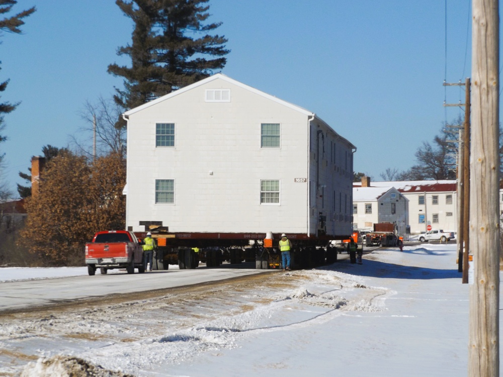 Workers successfully move second World War II barracks at Fort McCoy; preparations under way to move third building