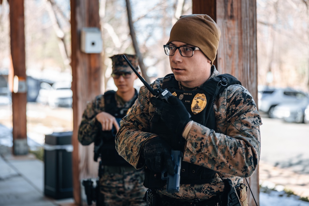 U.S. Marines conduct an active shooter drill on Marine Corps Base Quantico