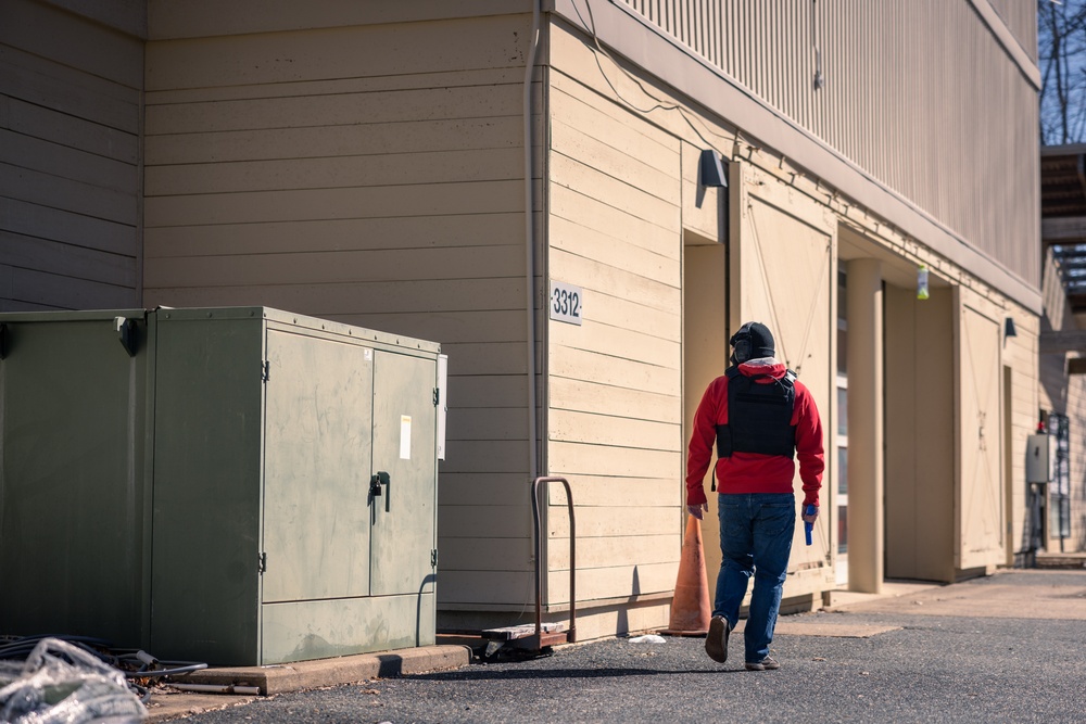 U.S. Marines conduct an active shooter drill on Marine Corps Base Quantico