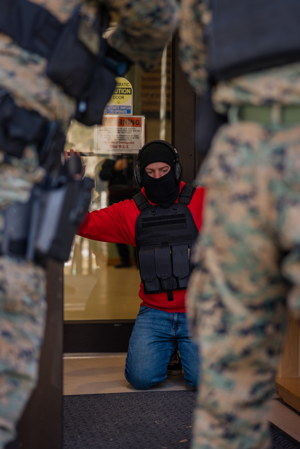 U.S. Marines conduct an active shooter drill on Marine Corps Base Quantico