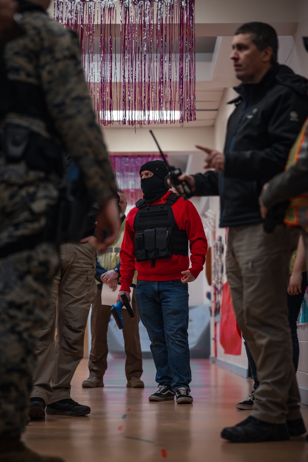 U.S. Marines conduct an active shooter drill on Marine Corps Base Quantico