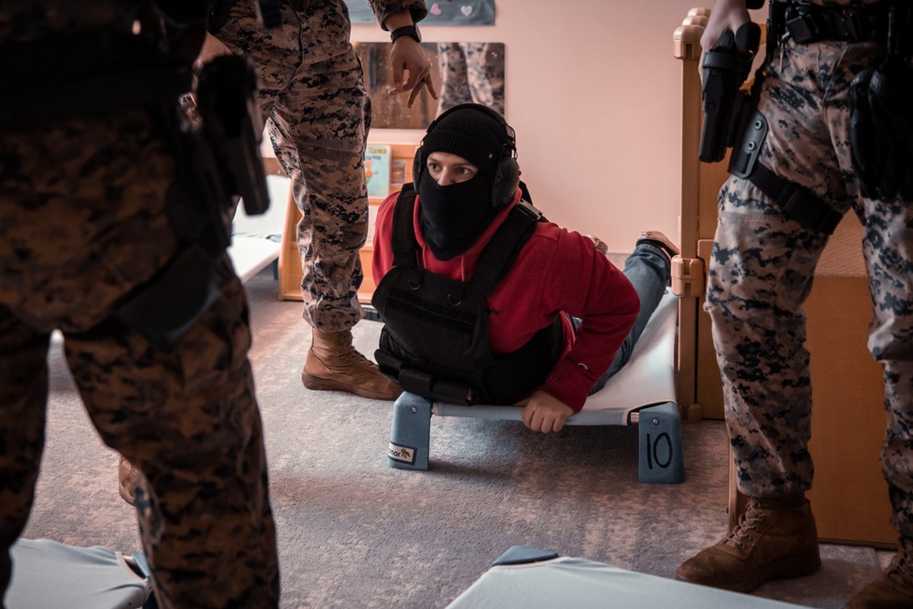 U.S. Marines conduct an active shooter drill on Marine Corps Base Quantico