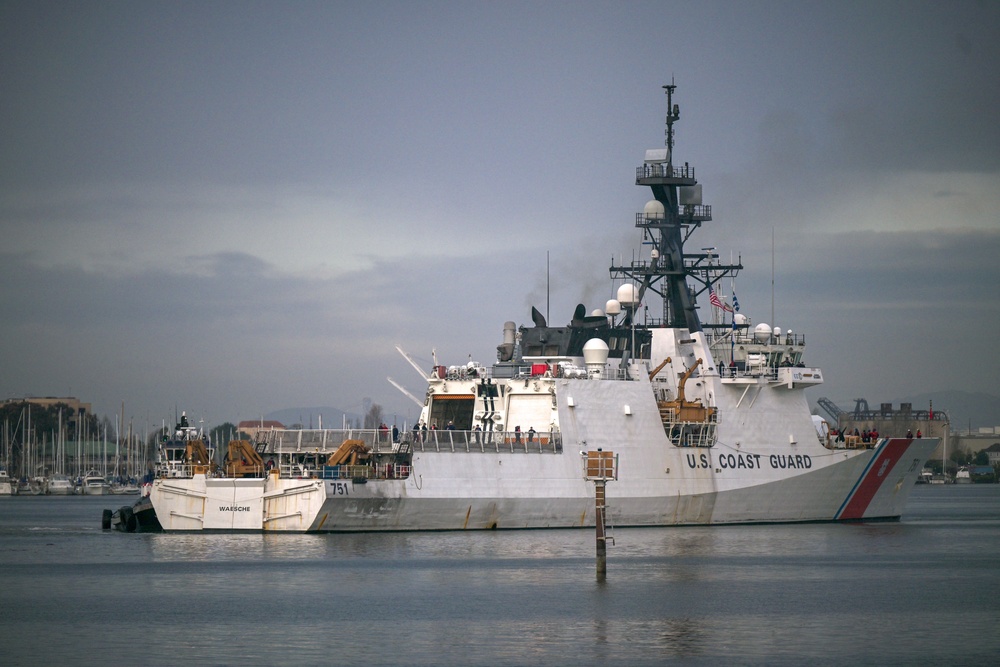 U.S. Coast Guard Cutter Waesche returns home after 82-day counternarcotics patrol in Eastern Pacific Ocean