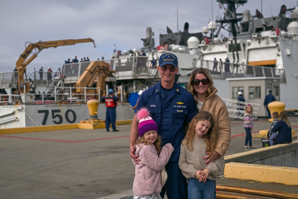 U.S. Coast Guard Cutter Waesche returns home after 82-day counternarcotics patrol in Eastern Pacific Ocean