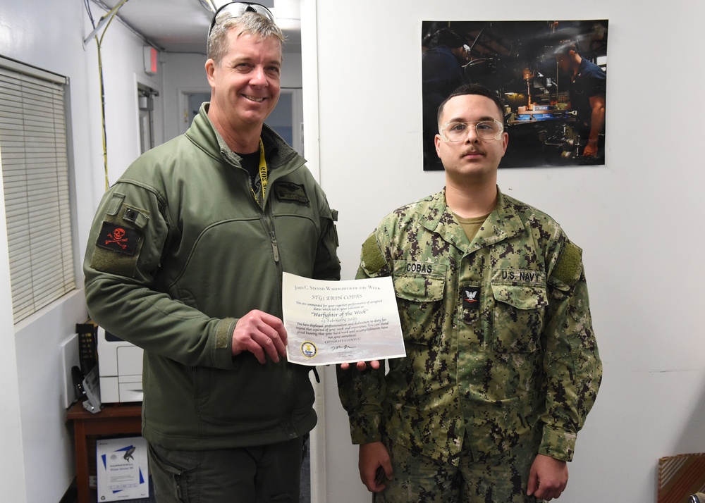 USS John C. Stennis (CVN 74) Sailor is Awarded Warfighter of the Week