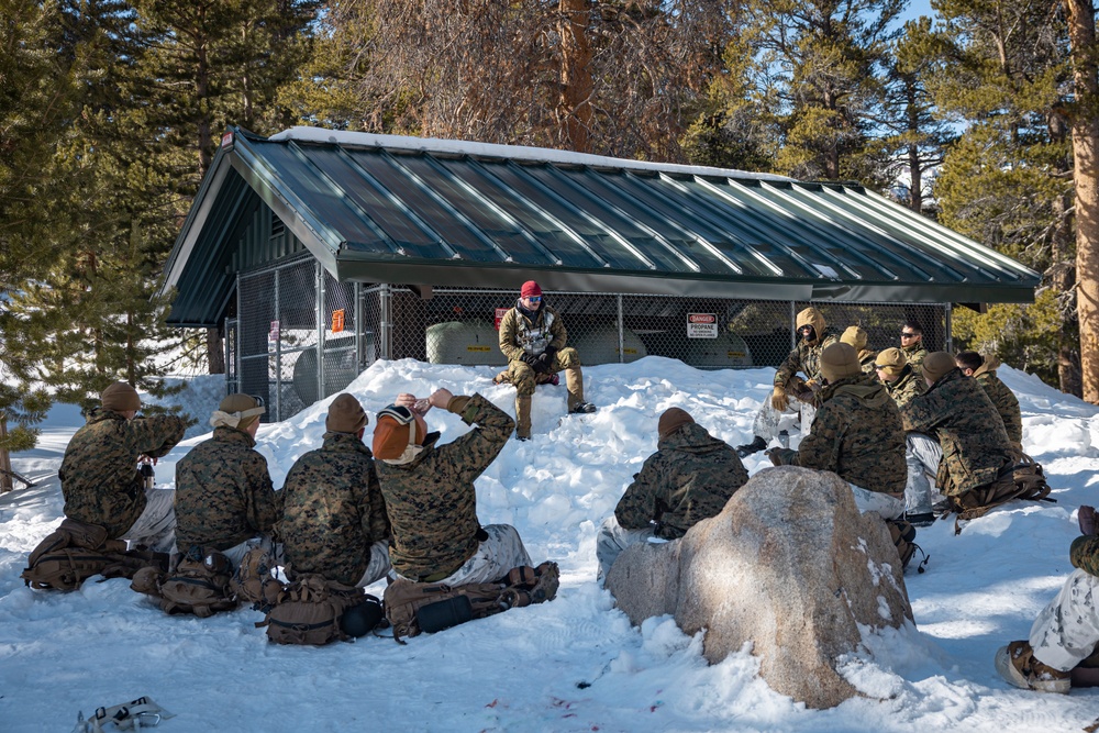 Marines with 3/5 conduct cold-weather patrols during Winter Mountain Leaders Course 1-25