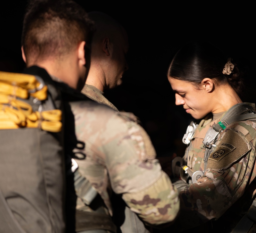 Paratroopers prepare to jump