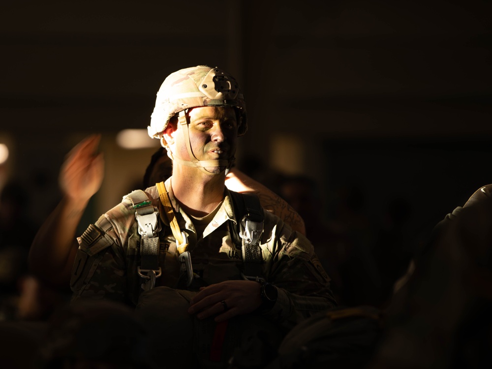 Paratroopers prepare to jump