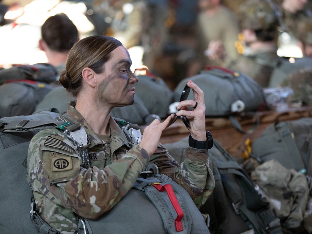 Paratroopers prepare to jump