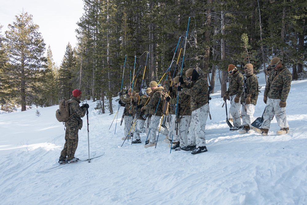 Marines with 3/5 participate in Avalanche Rescue Class during MTX 1-25