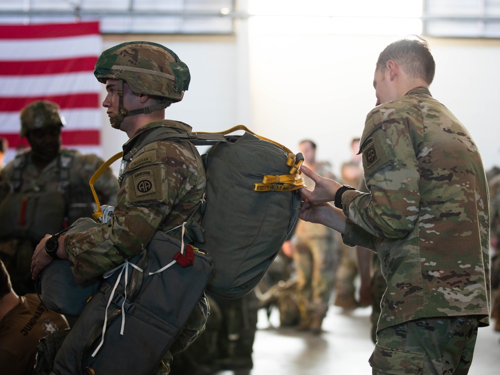 Paratroopers prepare to jump