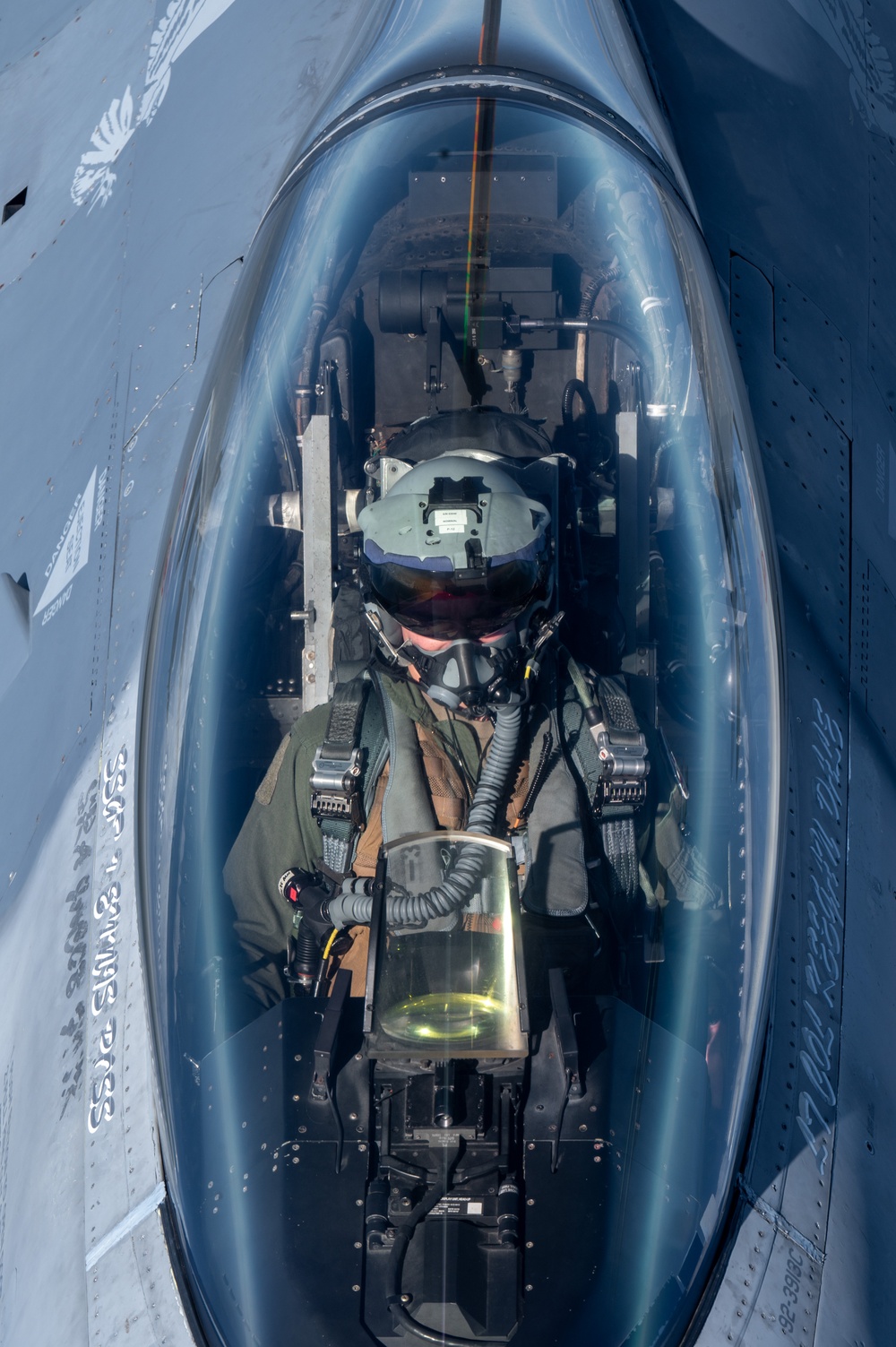 U.S. Air Force KC-135 refuels F-16 flight