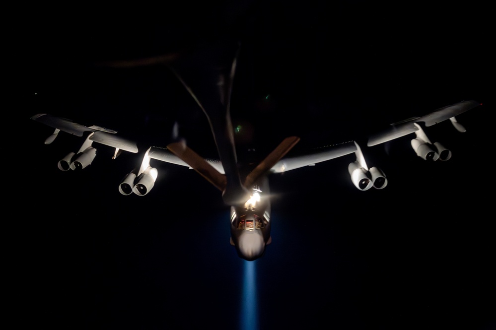 B-52 Stratofortresses conduct nighttime show of presence mission over USCENTCOM