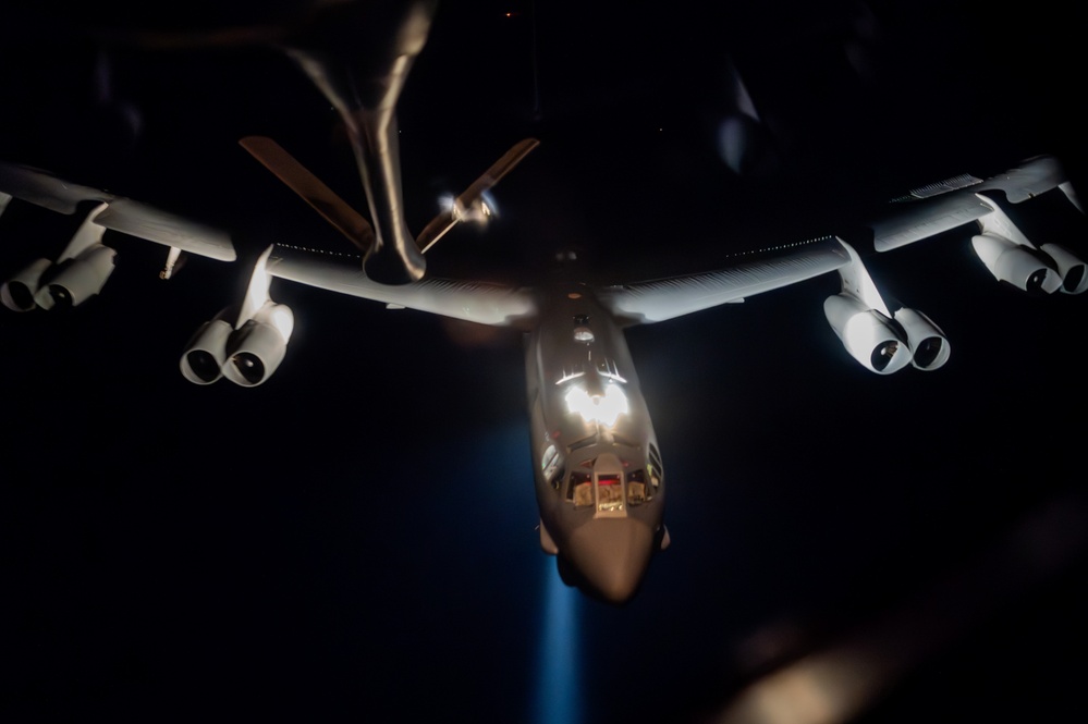 B-52 Stratofortresses conduct nighttime show of presence mission over USCENTCOM