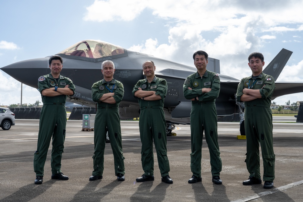 JASDF personnel, leadership come together to watch take-offs at Andersen AFB for CN25