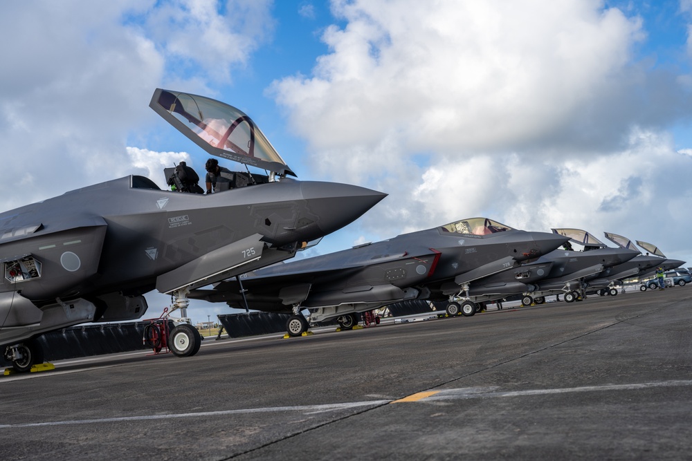 JASDF personnel, leadership come together to watch take-offs at Andersen AFB for CN25