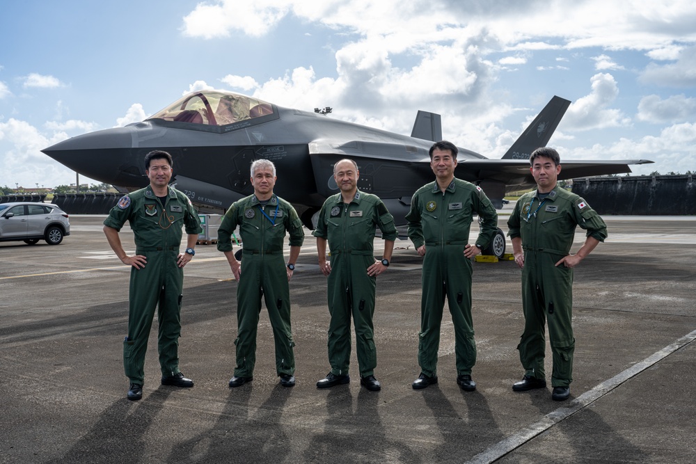 JASDF personnel, leadership come together to watch take-offs at Andersen AFB for CN25