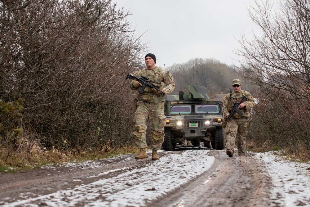 U.S. Army KFOR Soldiers conduct routine security patrol in Kosovo