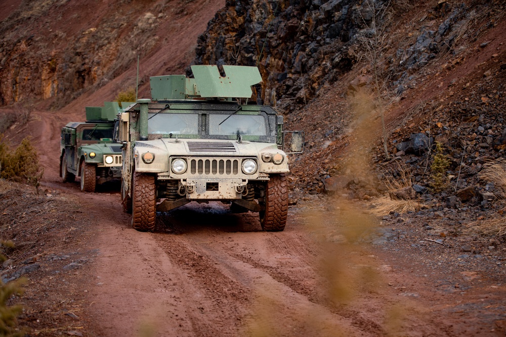 U.S. Army KFOR Soldiers conduct routine security patrol in Kosovo