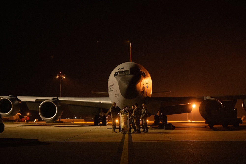 100th ARW KC-135s refuel 2 B-52s